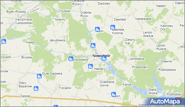 mapa Nowodwór powiat rycki, Nowodwór powiat rycki na mapie Targeo