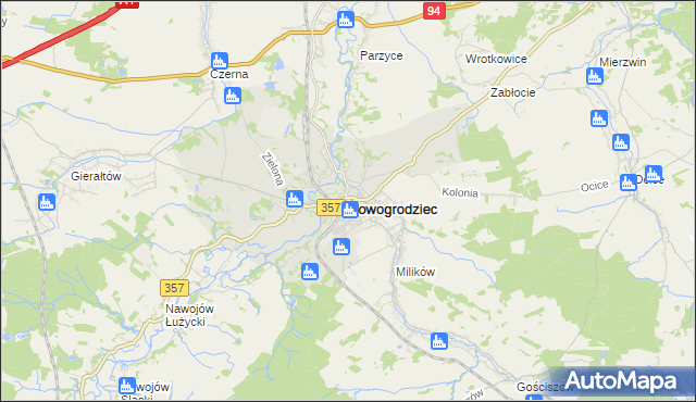 mapa Nowogrodziec, Nowogrodziec na mapie Targeo