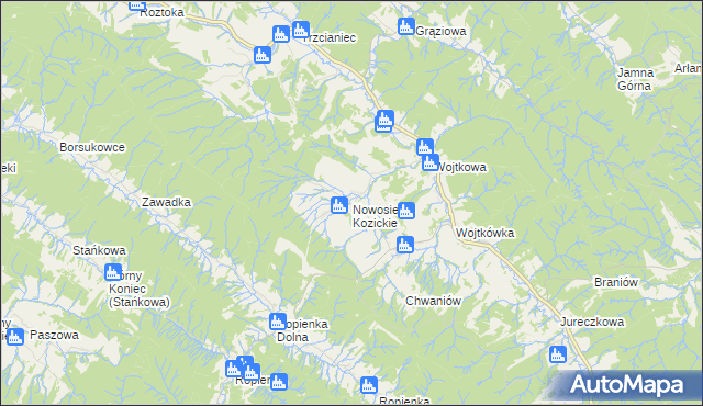 mapa Nowosielce Kozickie, Nowosielce Kozickie na mapie Targeo