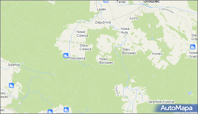 mapa Nowy Borowiec, Nowy Borowiec na mapie Targeo