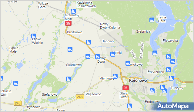 mapa Nowy Dwór gmina Koronowo, Nowy Dwór gmina Koronowo na mapie Targeo