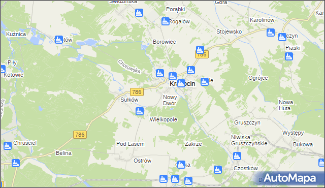 mapa Nowy Dwór gmina Krasocin, Nowy Dwór gmina Krasocin na mapie Targeo