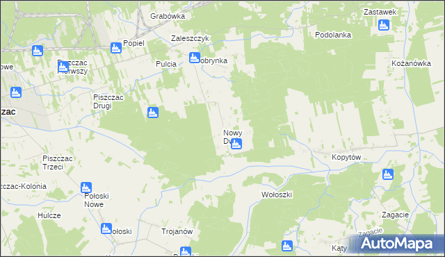 mapa Nowy Dwór gmina Piszczac, Nowy Dwór gmina Piszczac na mapie Targeo