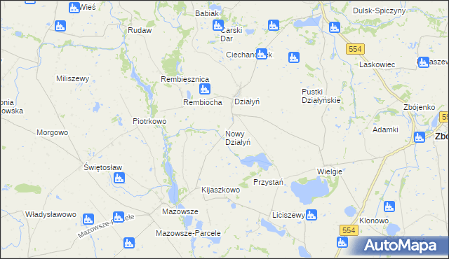 mapa Nowy Działyń, Nowy Działyń na mapie Targeo