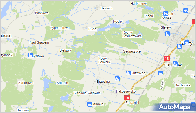 mapa Nowy Folwark gmina Cieszków, Nowy Folwark gmina Cieszków na mapie Targeo
