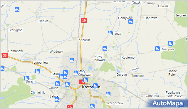 mapa Nowy Folwark gmina Krotoszyn, Nowy Folwark gmina Krotoszyn na mapie Targeo