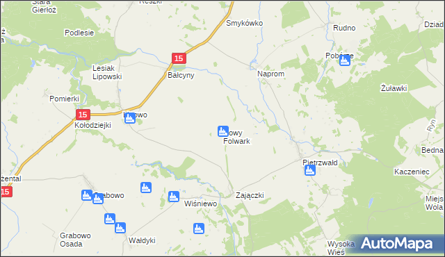 mapa Nowy Folwark gmina Ostróda, Nowy Folwark gmina Ostróda na mapie Targeo