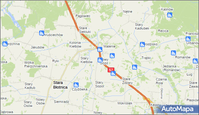 mapa Nowy Gózd, Nowy Gózd na mapie Targeo