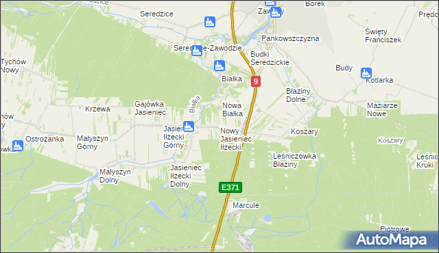 mapa Nowy Jasieniec Iłżecki, Nowy Jasieniec Iłżecki na mapie Targeo