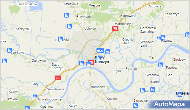 mapa Nowy Korczyn, Nowy Korczyn na mapie Targeo
