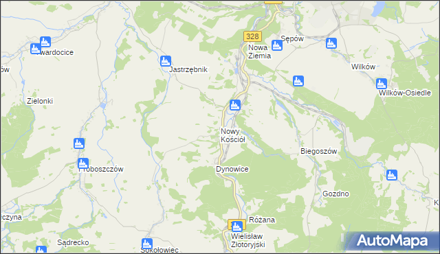 mapa Nowy Kościół, Nowy Kościół na mapie Targeo