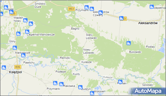 mapa Nowy Lipowiec, Nowy Lipowiec na mapie Targeo