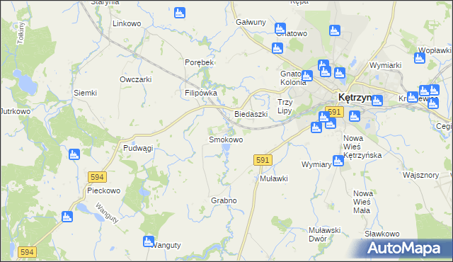 mapa Nowy Młyn gmina Kętrzyn, Nowy Młyn gmina Kętrzyn na mapie Targeo