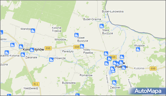 mapa Nowy Pawłów, Nowy Pawłów na mapie Targeo