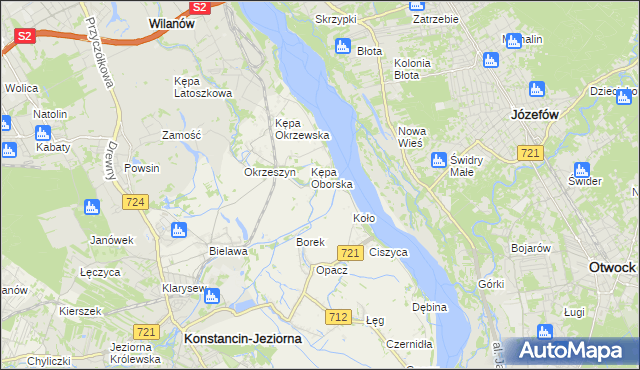 mapa Obórki gmina Konstancin-Jeziorna, Obórki gmina Konstancin-Jeziorna na mapie Targeo