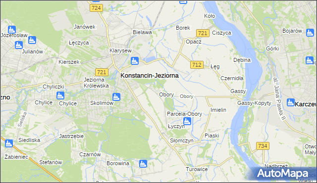 mapa Obory gmina Konstancin-Jeziorna, Obory gmina Konstancin-Jeziorna na mapie Targeo