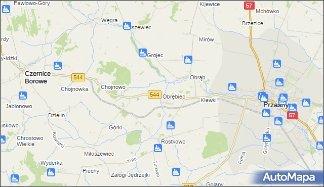 mapa Obrębiec, Obrębiec na mapie Targeo