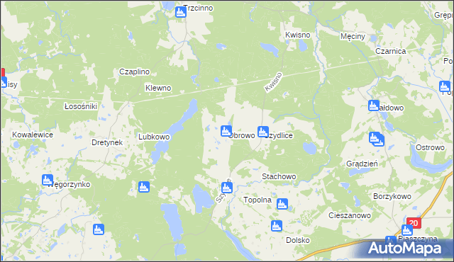 mapa Obrowo gmina Miastko, Obrowo gmina Miastko na mapie Targeo