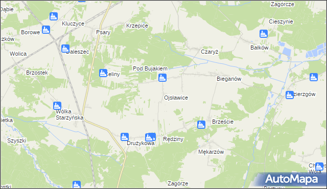 mapa Ojsławice, Ojsławice na mapie Targeo