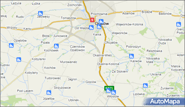 mapa Okalina-Wieś, Okalina-Wieś na mapie Targeo