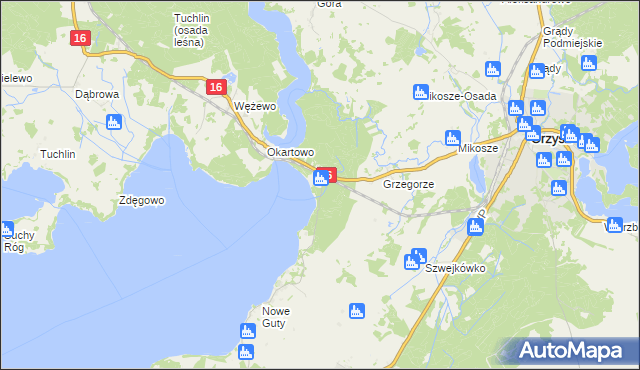 mapa Okartowo-Tartak, Okartowo-Tartak na mapie Targeo
