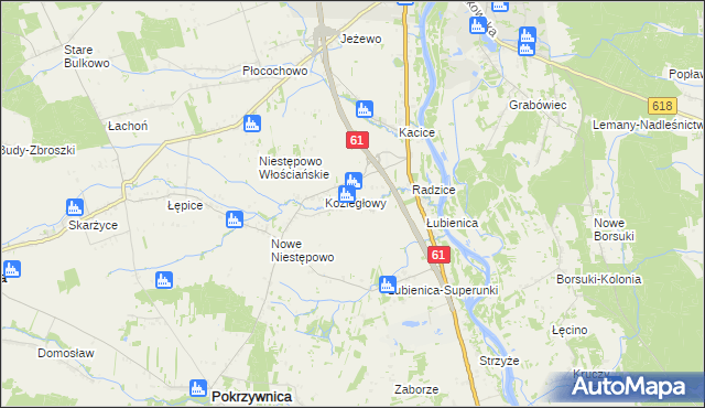 mapa Olbrachcice gmina Pokrzywnica, Olbrachcice gmina Pokrzywnica na mapie Targeo