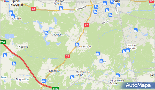 mapa Olbrachtów, Olbrachtów na mapie Targeo