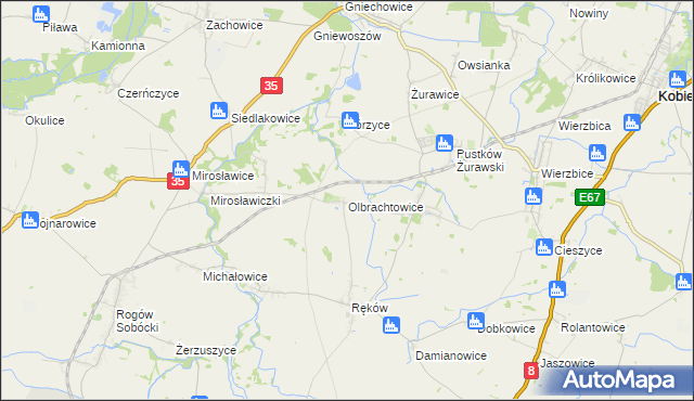 mapa Olbrachtowice, Olbrachtowice na mapie Targeo