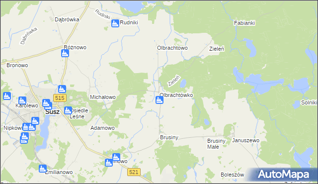 mapa Olbrachtówko, Olbrachtówko na mapie Targeo