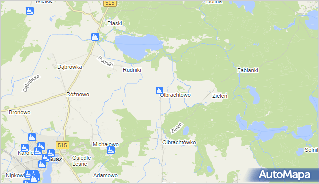 mapa Olbrachtowo, Olbrachtowo na mapie Targeo