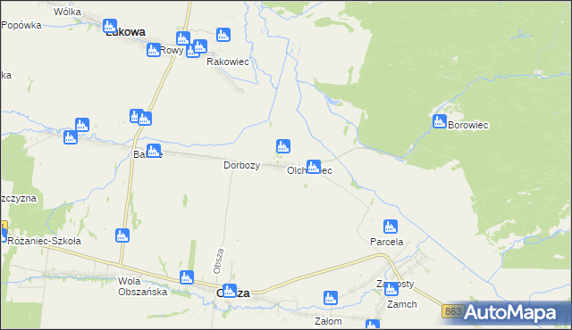 mapa Olchowiec gmina Obsza, Olchowiec gmina Obsza na mapie Targeo
