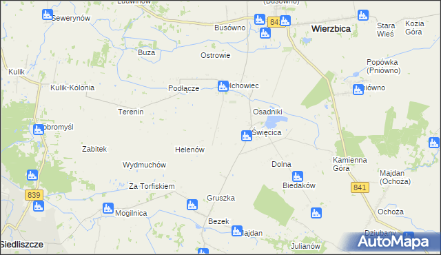 mapa Olchowiec-Kolonia gmina Wierzbica, Olchowiec-Kolonia gmina Wierzbica na mapie Targeo