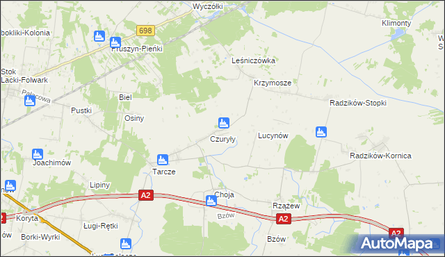 mapa Olędy gmina Zbuczyn, Olędy gmina Zbuczyn na mapie Targeo