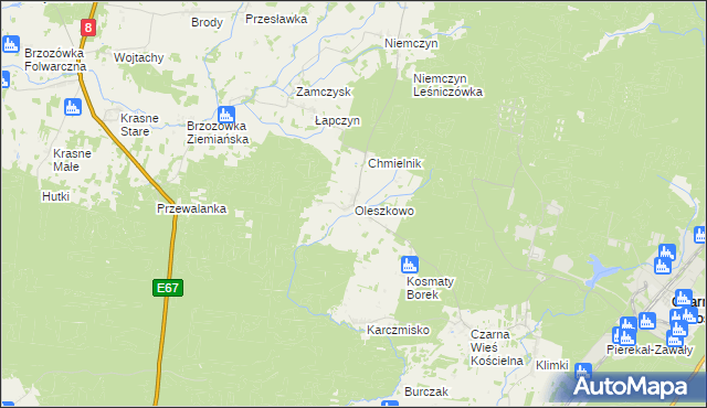 mapa Oleszkowo, Oleszkowo na mapie Targeo