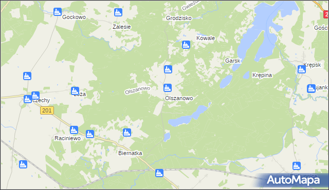 mapa Olszanowo, Olszanowo na mapie Targeo