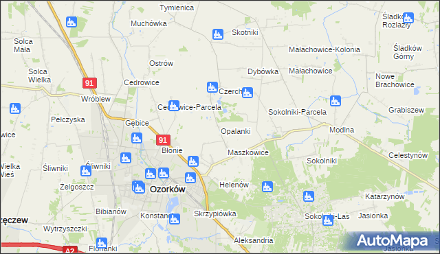 mapa Opalanki gmina Ozorków, Opalanki gmina Ozorków na mapie Targeo