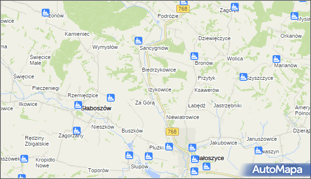 mapa Opatkowice gmina Działoszyce, Opatkowice gmina Działoszyce na mapie Targeo