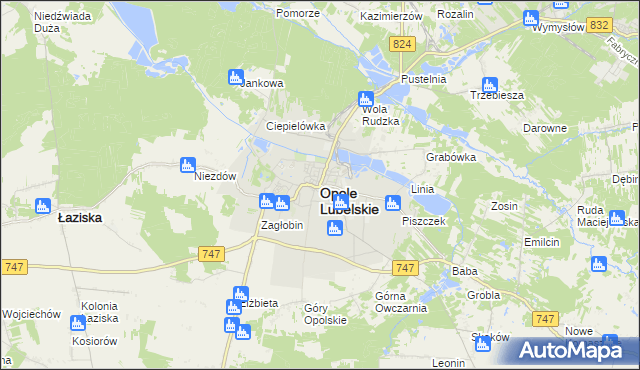 mapa Opole Lubelskie, Opole Lubelskie na mapie Targeo