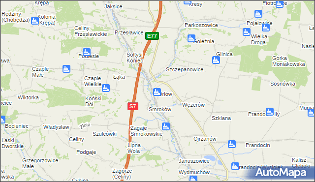mapa Orłów gmina Słomniki, Orłów gmina Słomniki na mapie Targeo