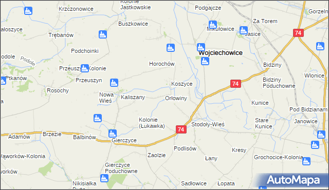 mapa Orłowiny, Orłowiny na mapie Targeo