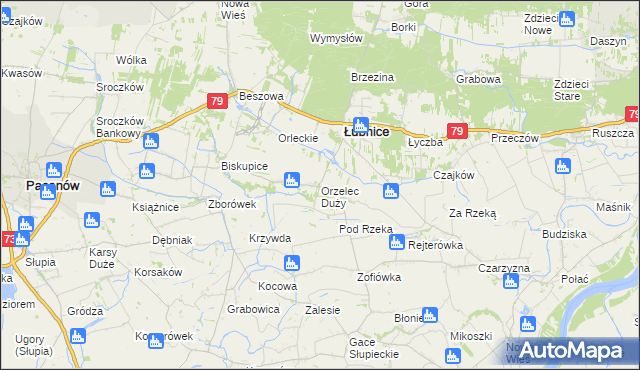 mapa Orzelec Duży, Orzelec Duży na mapie Targeo