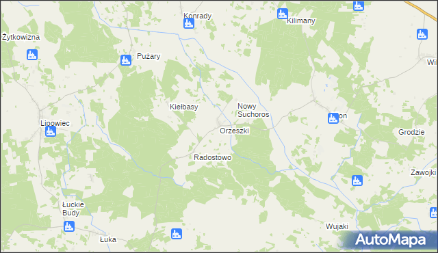 mapa Orzeszki, Orzeszki na mapie Targeo