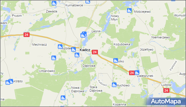 mapa Orzeszkowo gmina Kwilcz, Orzeszkowo gmina Kwilcz na mapie Targeo