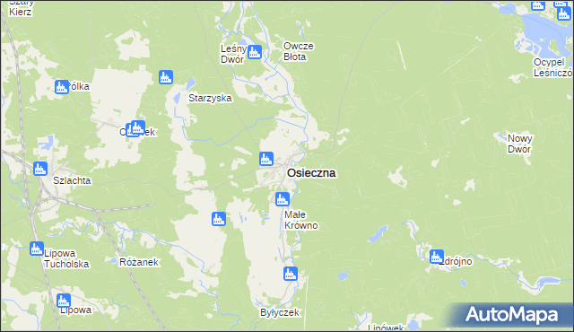mapa Osieczna powiat starogardzki, Osieczna powiat starogardzki na mapie Targeo