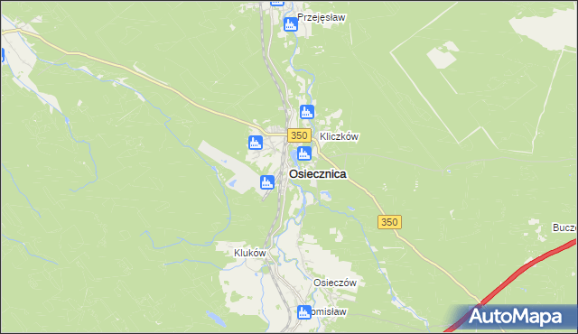 mapa Osiecznica powiat bolesławiecki, Osiecznica powiat bolesławiecki na mapie Targeo
