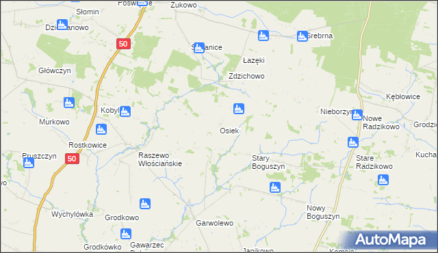 mapa Osiek gmina Czerwińsk nad Wisłą, Osiek gmina Czerwińsk nad Wisłą na mapie Targeo