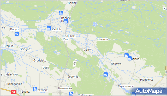 mapa Osiek gmina Strzelce Opolskie, Osiek gmina Strzelce Opolskie na mapie Targeo