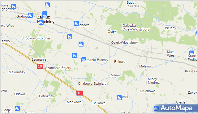 mapa Osiek Piaseczny, Osiek Piaseczny na mapie Targeo