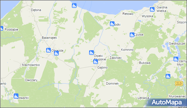 mapa Osieki Słupskie, Osieki Słupskie na mapie Targeo