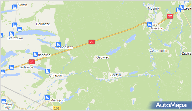 mapa Osowiec gmina Dobiegniew, Osowiec gmina Dobiegniew na mapie Targeo